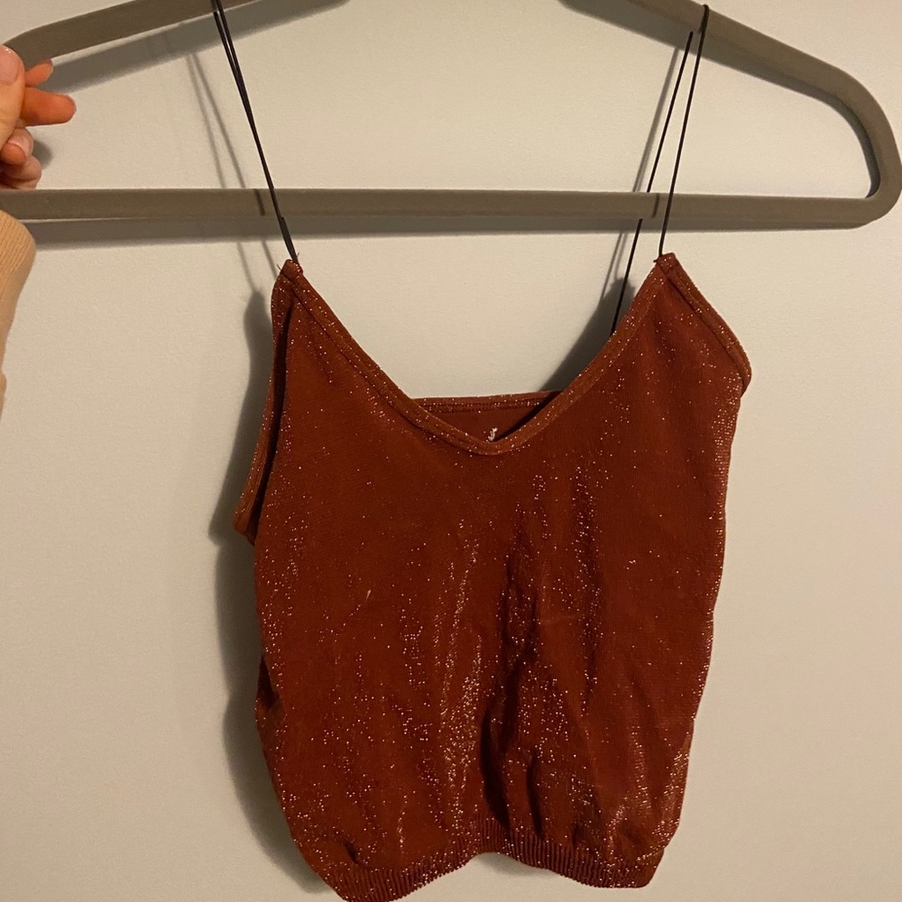 Urban Outfitters Cropped Burgundy Sparkly Crop Top
